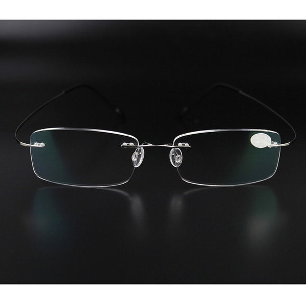 Rimless Glasses Men Eyeglasses Memory Titanium Spectacles Frame