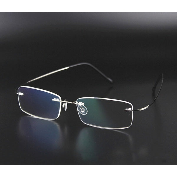 Rimless Glasses Men Eyeglasses Memory Titanium Spectacles Frame