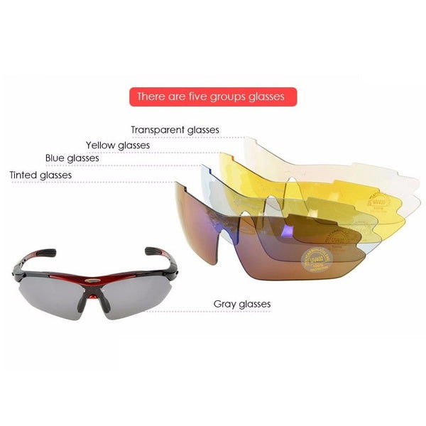 New Unisex  Polarized Cycling Sunglasses TR90 UV400 Coated Outdoor Sports Goggles  Bike Eyewear 5 Lenses