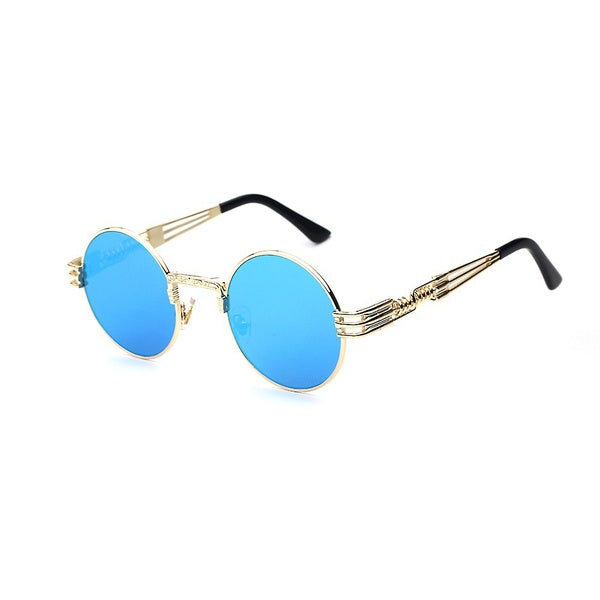 2017 Gothic Steampunk Sunglasses Men Women Metal Wrap Eyeglasses Round Shades Brand Designer Sun glasses Mirror High Quality UV400