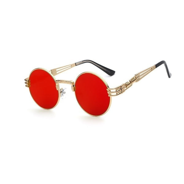 2017 Gothic Steampunk Sunglasses Men Women Metal Wrap Eyeglasses Round Shades Brand Designer Sun glasses Mirror High Quality UV400