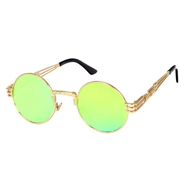 2017 Gothic Steampunk Sunglasses Men Women Metal Wrap Eyeglasses Round Shades Brand Designer Sun glasses Mirror High Quality UV400