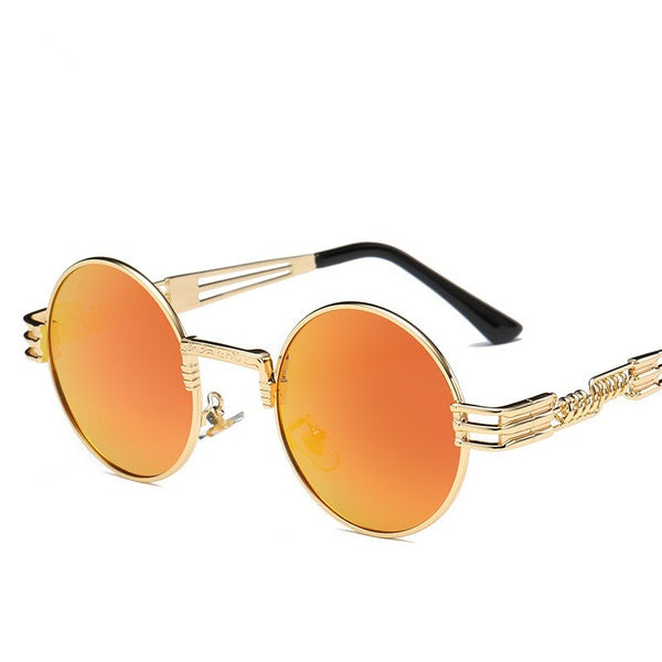 2017 Gothic Steampunk Sunglasses Men Women Metal Wrap Eyeglasses Round Shades Brand Designer Sun glasses Mirror High Quality UV400