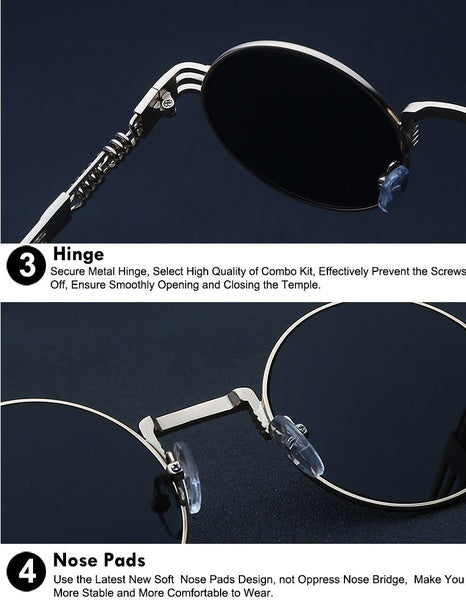 2017 Gothic Steampunk Sunglasses Men Women Metal Wrap Eyeglasses Round Shades Brand Designer Sun glasses Mirror High Quality UV400