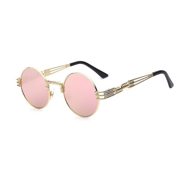 2017 Gothic Steampunk Sunglasses Men Women Metal Wrap Eyeglasses Round Shades Brand Designer Sun glasses Mirror High Quality UV400