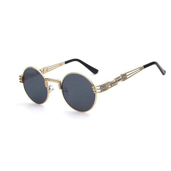 2017 Gothic Steampunk Sunglasses Men Women Metal Wrap Eyeglasses Round Shades Brand Designer Sun glasses Mirror High Quality UV400