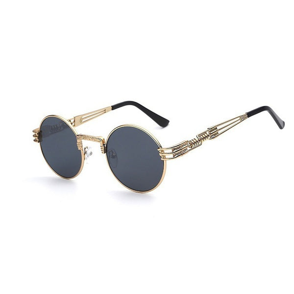 2017 Gothic Steampunk Sunglasses Men Women Metal Wrap Eyeglasses Round Shades Brand Designer Sun glasses Mirror High Quality UV400