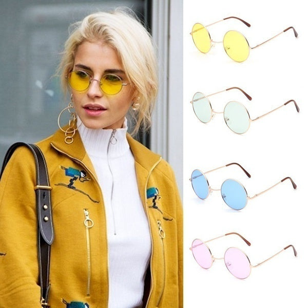 Colorful Women Retro Round Glasses Lens Sunglasses Eyewear Metal Frame Glasses 5 Colors