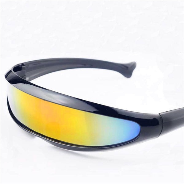 Glasses UV400 Personality Mirrored Lens Visor Sunglasses Laser Eyeglasses Futuristic Narrow Cyclops