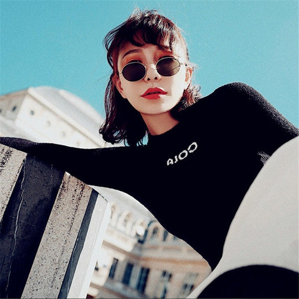 Womens's Fashion Retro Oval Sunglasses Ellipse Metal Frame Glasses Trendy Fashion Shades