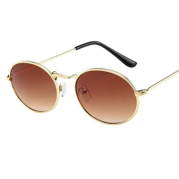 Womens's Fashion Retro Oval Sunglasses Ellipse Metal Frame Glasses Trendy Fashion Shades