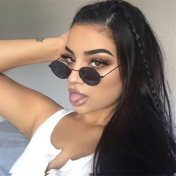 Womens's Fashion Retro Oval Sunglasses Ellipse Metal Frame Glasses Trendy Fashion Shades