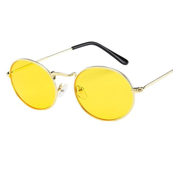 Womens's Fashion Retro Oval Sunglasses Ellipse Metal Frame Glasses Trendy Fashion Shades