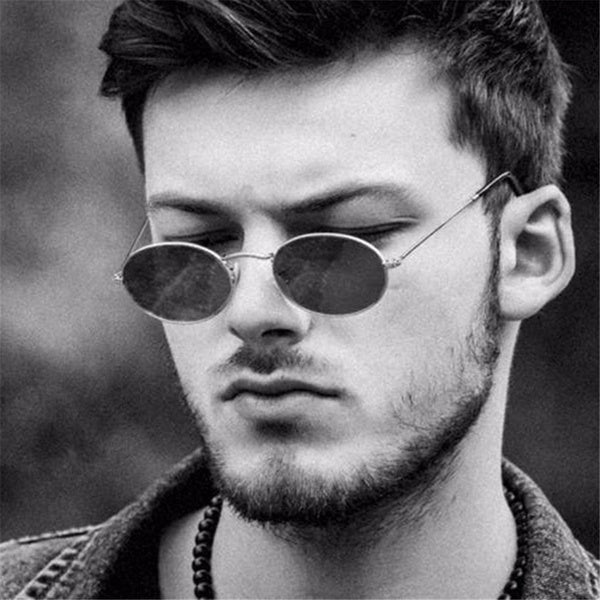 Womens's Fashion Retro Oval Sunglasses Ellipse Metal Frame Glasses Trendy Fashion Shades