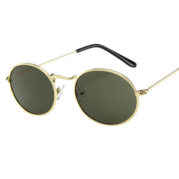 Womens's Fashion Retro Oval Sunglasses Ellipse Metal Frame Glasses Trendy Fashion Shades